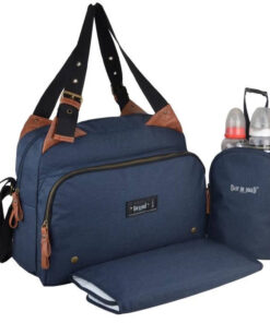 Baby aan boord-sac à change -sac titou bleu denim - 2 compartimenten 8 zakken - lunchtas - aankleedkussen - waszak