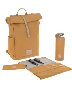 LÄNSSIG Luiertas Rolltop Backpack incl. verschoningsmatje - curry