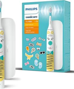 Philips Sonicare for Kids Elektrische Tandenborstel - ontwerp je eigen dieren-tandenborstel met stickers in dierenthema voor kinderen, slanke reistas en USB-oplader (model HX3603/01)
