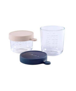 BEABA Box 2 porties glas 150 ml roze, 250 ml donkerblauw