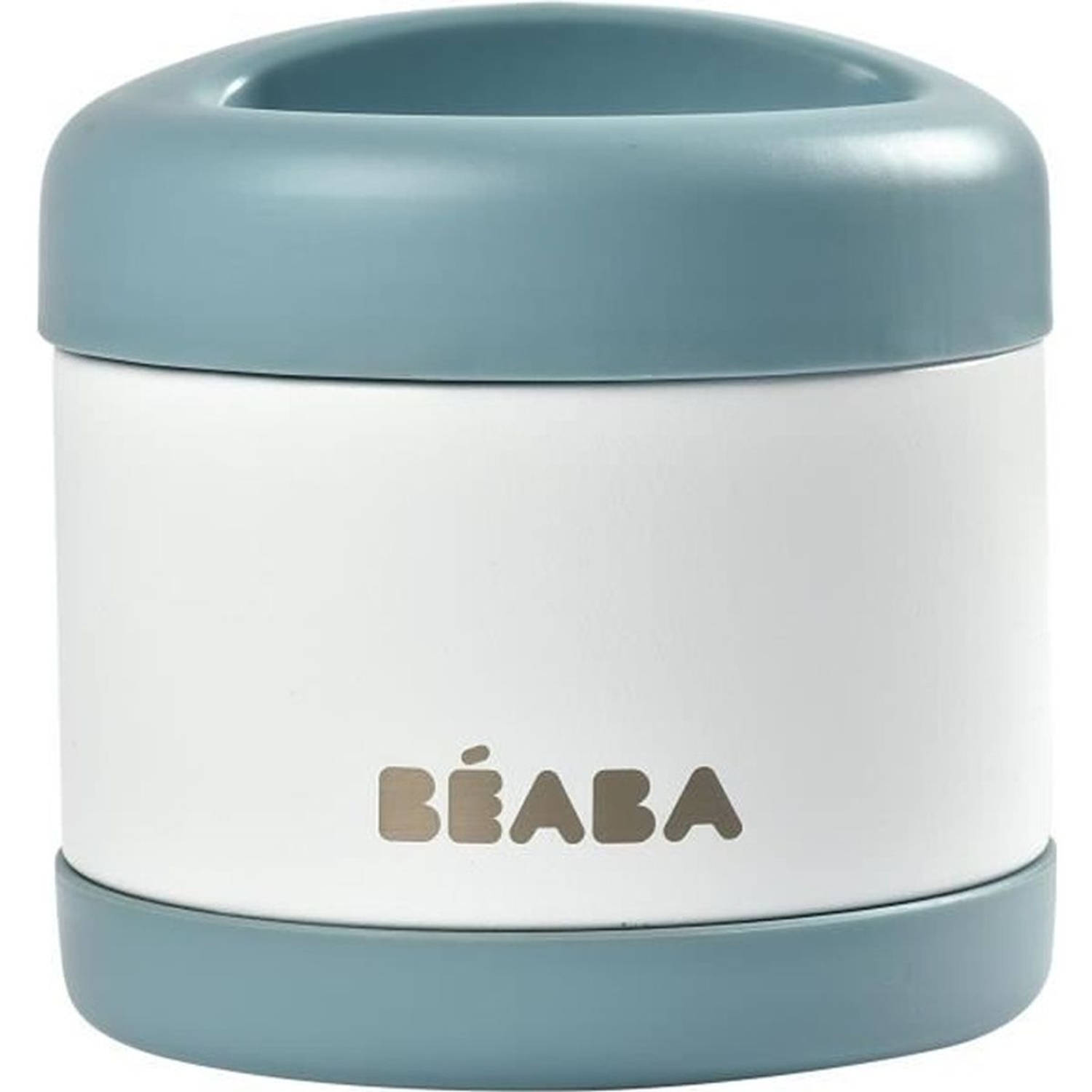 BÉABA, Bewaarbakje voor baby-/kindermaaltijden, Roestvrij staal, Isotherm, Warm/Koud bewaren, dubbelwandig, 100% luchtdicht, 500 ml, Baltic blue/White