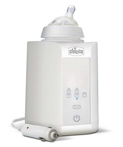 Chicco 00007389100000 - draagbare reisflessenwarmer en flessenwarmer met drie programma's en automatische uitschakeling, wit, 14 x 14 x 17,5 cm