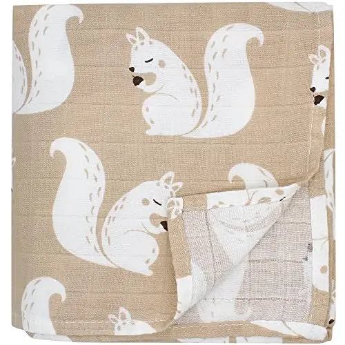 Hydrofiele Doeken, Hydrofiele Doek XL, 120x120cm, Hydrofiel, Eekhoorn, Swaddle