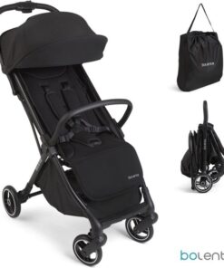 Bolente Beetle Compacte Buggy Zwart | Klein Opvouwbaar | Lichtgewicht | Reis Buggy | Plooibuggy | Kinderwagen | 0 tot 4 jaar | Inclusief Draagtas