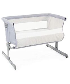 Chicco - Co-Sleeper Next2Me - Aanschuifwieg voor Baby - Instelbare Hoogte - Veilige Installatie - Babybed Inclusief Matras - Grijs