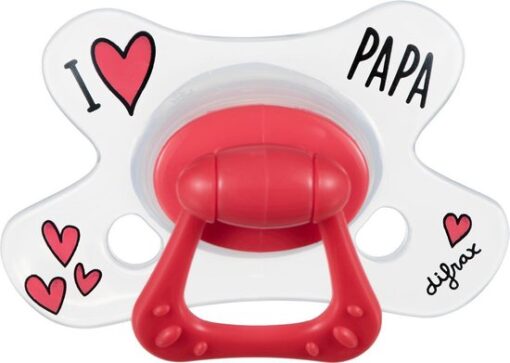Difrax - Natural Speen - 12+ Maanden - <3 I Love Papa - Rood/Wit - 1 stuk