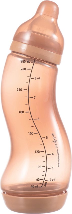Difrax Babyfles 250 ml Natural - S-Fles - Anti-Colic - Oranje - 1 stuk