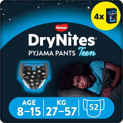 DryNites luierbroekjes - jongens - 8 tot 15 jaar (27 - 57 kg) - 52 stuks - extra voordeel