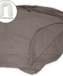 Form Fix XL Voedingskussenhoes - Body Pillow Kussensloop - Zwangerschapskussen hoes - Zijslaapkussen hoes - Badstof/Katoen Hoes - Taupe