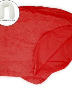 Form Fix XL Voedingskussenhoes - Body Pillow Kussensloop - Zwangerschapskussen hoes - Zijslaapkussen hoes - Badstof/Katoen Hoes - Rood