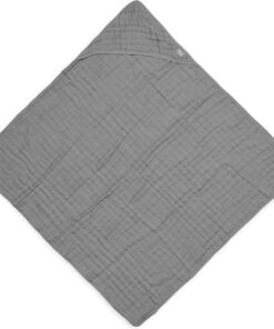 Jollein - Badcape Wrinkled - Grijs - 100% Badstof Katoen - Baby Handdoek met Badcape, Omslagdoek, Badponcho - 75x75 cm