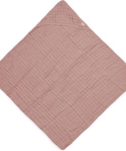 Jollein - Badcape Wrinkled - Roze - 100% Badstof Katoen - Baby Handdoek met Badcape, Omslagdoek, Badponcho - 75x75 cm