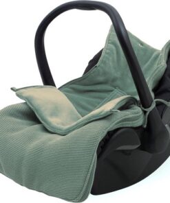 Jollein - Voetenzak voor Autostoel & Kinderwagen (Forest Green) - Basic Knit - Katoen - Polyester - Footmuff Kinderwagen, Autostoel - 42x82cm