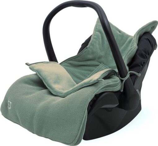 Jollein - Voetenzak voor Autostoel & Kinderwagen (Forest Green) - Basic Knit - Katoen - Polyester - Footmuff Kinderwagen, Autostoel - 42x82cm