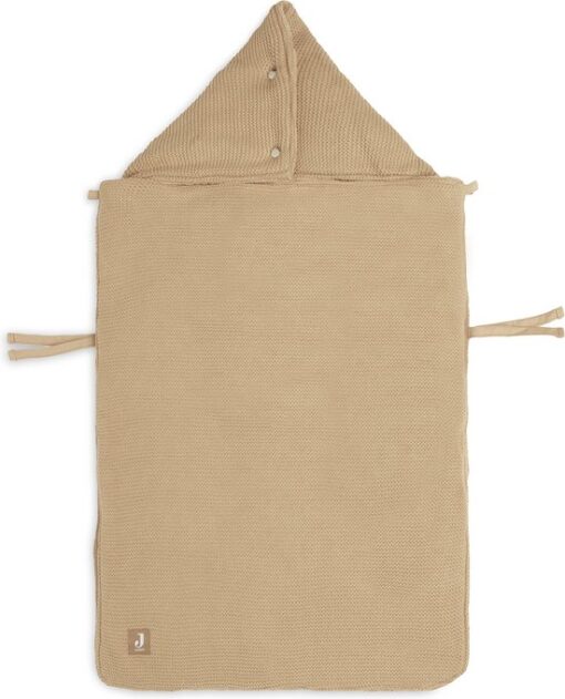 Jollein - Voetenzak voor Autstoel & Kinderwagen (Biscuit) - Basic Knit - Katoen - Polyester - Footmuff Maxi Cosi, Kinderwagen of Autostoel - 42x82cm