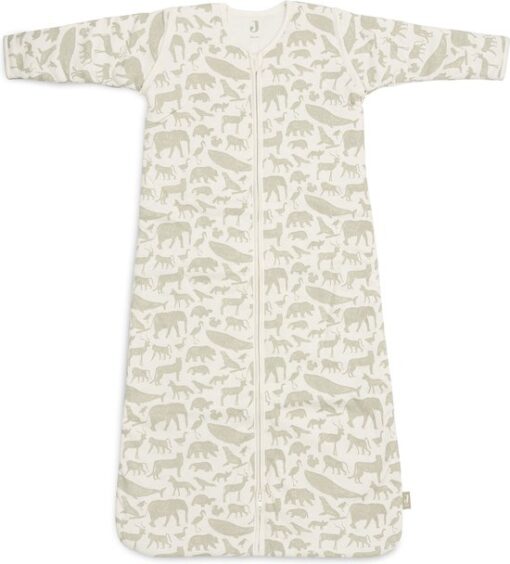 Jollein Baby Slaapzak Winter Met Afritsbare Mouw 90cm Animals - Olive Green - Winterslaapzak