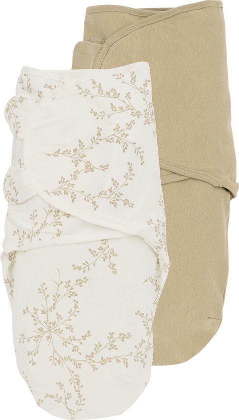 Meyco Baby Branches/Uni swaddlemeyco inbakerdoek - 2-pack - sand - 0-3 maanden