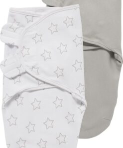 Meyco Baby Stars/Uni swaddlemeyco inbakerdoek - 2-pack - grey/light grey - 4-6 maanden