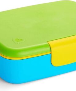Munchkin Bento Lunch Box - Broodtrommel - Brooddoos voor Kinderen - Inclusief RVS Bestek - Vaatwasserbestendig - Vanaf 18 Maanden - Groen/Blauw
