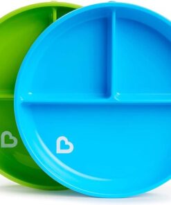Munchkin Bordjes met Zuignap - Anti-Slip - Vaatwasser- en Magnetronbestendig - Per 2 Stuks - Vanaf 6 Maanden - Blauw/Groen