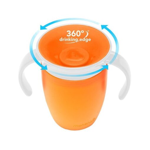 Munchkin Miracle® 360° de Originele Trainer Cup - Oefenbeker voor Baby’s - Anti-Lek Drinkbeker - 207ml - Oranje