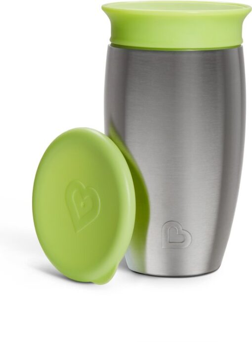 Munchkin Miracle® 360° Roestvrijstalen Sippy Cup - Koelt tot 10 uur - Anti-Lek Drinkbeker - 266ml - Groen