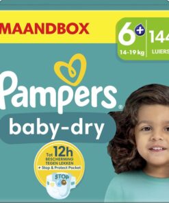 Pampers Baby-Dry Luiers - Maat 6+ (14kg-19kg) - 144 Luiers - Maandbox