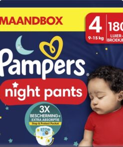 Pampers Night Pants - Maat 4 (9kg-15kg) - 180 luierbroekjes - Maandbox