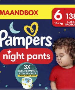 Pampers Night Pants - Maat 6 (15kg+) - 138 luierbroekjes - Maandbox