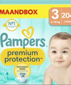 Pampers Premium Protection - Maat 3 (6kg-10kg) - 204 Luiers - Maandbox