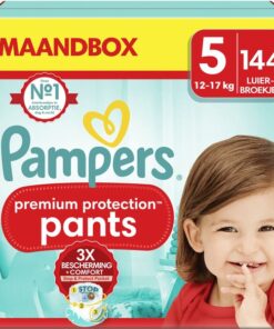 Pampers Premium Protection Pants - Maat 5 (12kg-17kg) - 144 Luiers - Maandbox