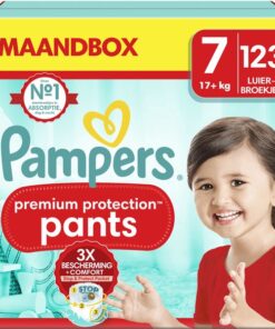 Pampers Premium Protection Pants - Maat 7 (17kg+) - 123 Luierbroekjes - Maandbox