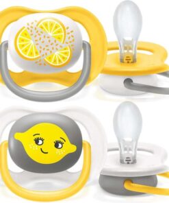 Philips Avent Ultra Air Fopspeen - 6 tot 18 Maanden - 2 Speentjes - Geel/Wit Citroenschijf/Citroen - SCF080/18
