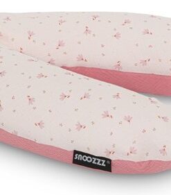 Snoozzz Voedingskussenhoes - Hoes voor voedingskussen zwangerschapskussen - premium kwaliteit - 185 cm - 100% katoen hydrofiel - Spring Roze