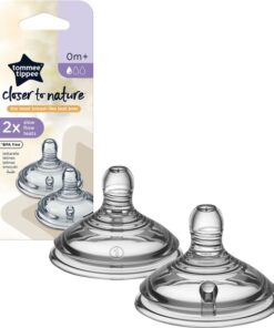 Tommee Tippee Closer to Nature - Babyflesspenen - borstachtig - anti-koelik - zacht siliconen - langzame stroom - 0m+ - Pak van 2