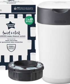 Tommee Tippee Milieuvriendelijke Twist & Click Luieremmer - met 1 Navulcassette - Wit