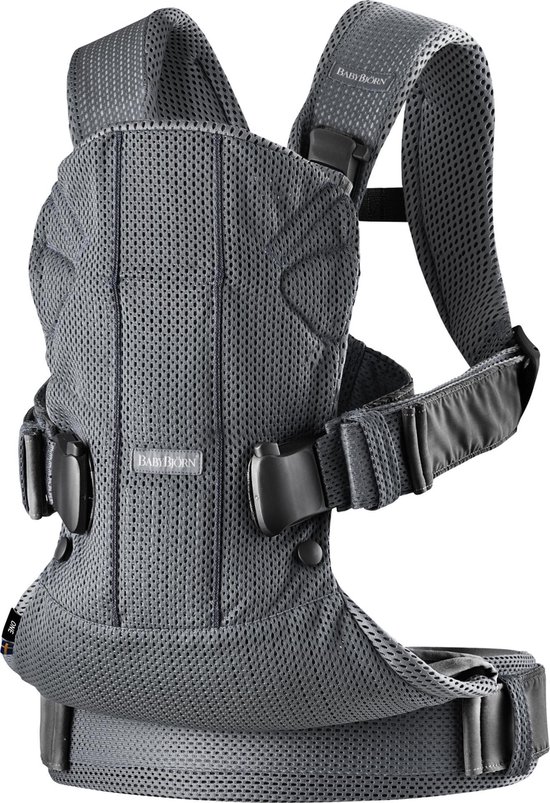 BabyBjörn Draagzak One Air - 3D Mesh - Antraciet - Buikdrager - Rugdrager – Ergonomisch – Ademend