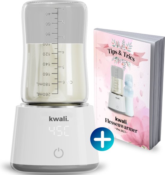 kwali.® Flessenwarmer Onderweg Pro 2024 - Flesverwarmer - Draagbare Baby Flessenwarmer - Bottle Warmer - Incl. E-boek met Tips & Tricks - Wit