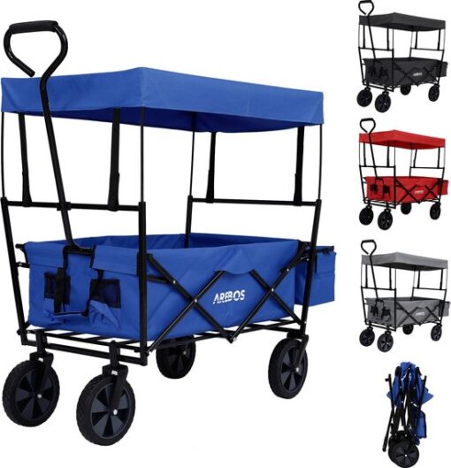 AREBOS ECO Bolderkar Opvouwbare - Bolderkar Luchtbanden - met Dak - Strandkar - Blauw