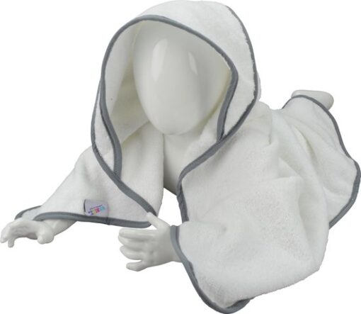 ARTG Babiezz® - Babycape Baby Badcape - Kraamkado - 75 x 75 cm - Wit Cape en Capuchon / Grijs Grijze Rand - 100% Katoen - WHITE / ANTHRACITE GREY