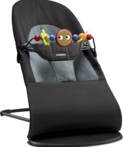 BabyBjörn Wipstoel Balance Soft Bundle - Cotton - Zwart-Donkergrijs incl Speelgoed Ondeugende oogjes