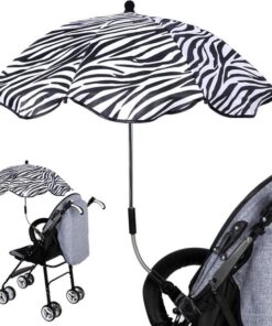 BabySun Parasol voor kinderwagen, parasol voor pasgeborenen, universele zonwering voor pasgeborenen en opvouwbaar, met houder voor eenvoudige montage, zebra