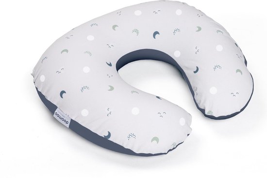 Doomoo Softy - Klein Voedingskussen - Biologisch Katoen - 150cm - Blue Grey Moon