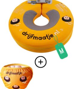 Drijfmaatje babyfloat + zwemluier -Baby Zwemband - Nekring/Zwemring/Zwemkraag - 0-12 maanden - Baby Spa - Luchtvrij - Geel maat M