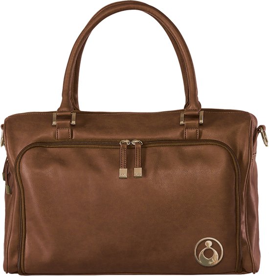 Grote Luiertas Double Zip Satchel Chestnut Redwood - Kunstleer - 42 cm breed