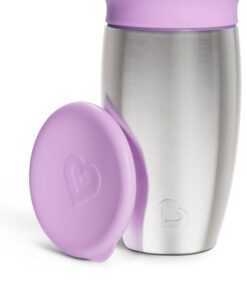 Munchkin Miracle® 360° Roestvrijstalen Sippy Cup - Koelt tot 10 uur - Anti-Lek Drinkbeker - 266ml – Paars