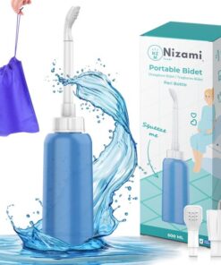 Nizami Mobiele Bidet - Peri Bottle - Draagbare Bidet - Blauw - 500ML - Incl. Reiszakje & 2 Sproeikoppen