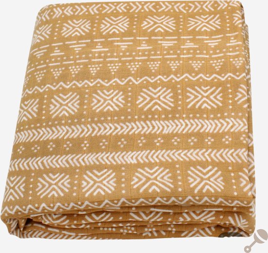 Rammelaar&Co Hydrofiele Doek XL - Boho Okergeel Multidoek - 120x120cm