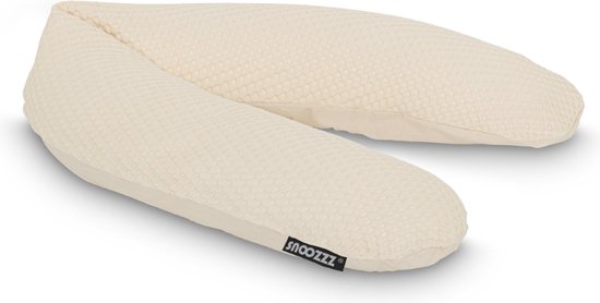 Snoozzz Voedingskussenhoes - Hoes voor voedingskussen zwangerschapskussen - premium kwaliteit - 185 cm - katoen wafel - Wafel Champagne