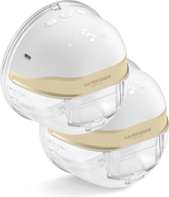 Vulpes Goods® BabyCare - Handsfree Borstkolf - Elektrische Draadloze Borstkolf – Draagbaar - Dubbele Elektrische handsfree Kolf - Incl. 60 moedermelkbewaarzakjes, Borstvoeding informatie, reistas & Borstschildverkleiners - PRO versie